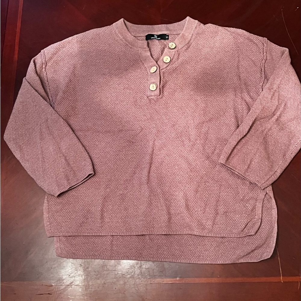 Cozy Henley Knit Pullover with Pants- Dusty Rose